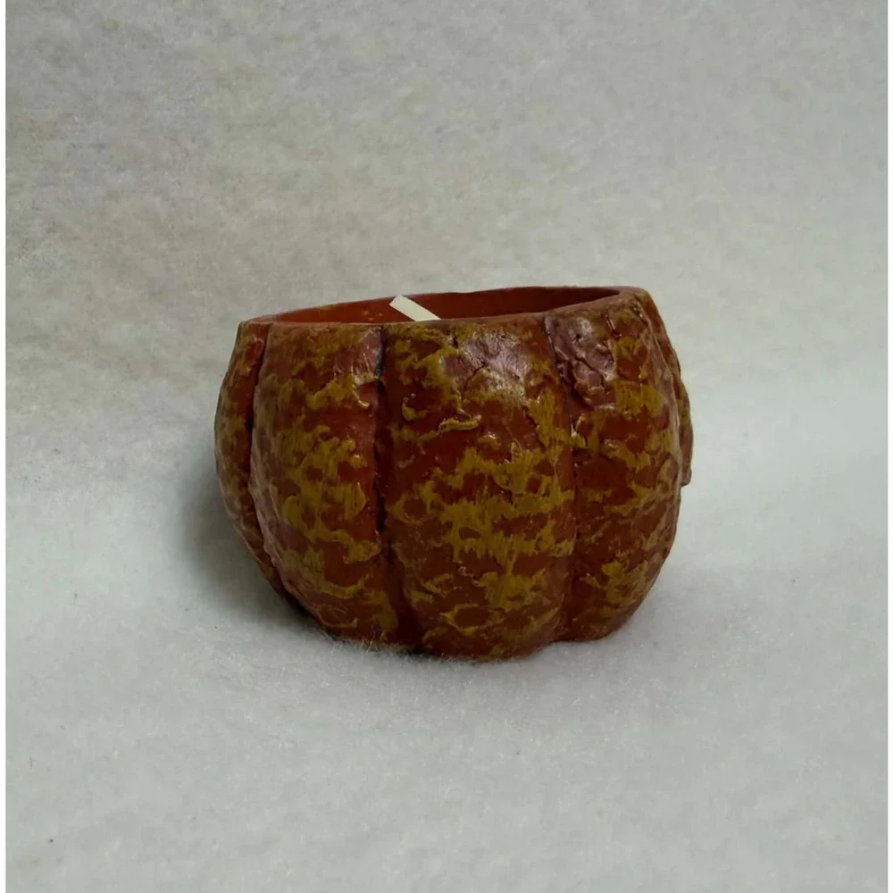Vintage Crazy Mountain Pumpkin Tealight Holder Halloween Rustic Jack-O-Lantern